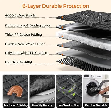URPOWER Dog Car Seat Cover for Back Seat, Waterproof Hammock for Car & SUV | 600D Oxford, Side Flaps with Zippers, Scratch Resistant, Non-Slip, Easy Install, Machine Washable, Dog Seat Belt Included