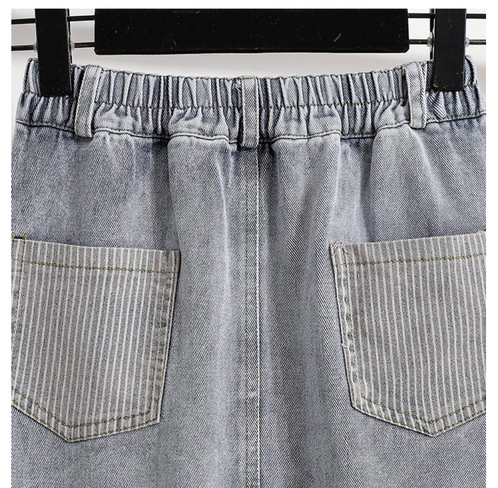 Rock Damen,Damen Maxirock Blau Elastischer High Waist Splicing Jeansrock Mit Schlitz Mit Taschen Reißverschluss A-Linie Hochwertige Mode Lange Röcke Für Mädchen Damen,L