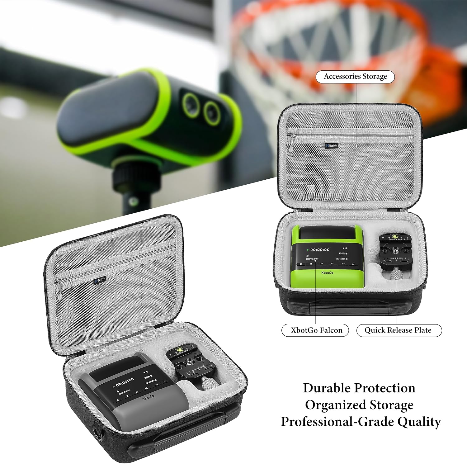 GEEKRIA Hard Shell Travel Case Compatible with XbotGo Falcon, Tracking Sport Camera Carrying Bag (Dark Grey)