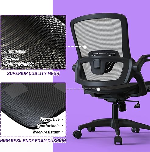 Miniatura 5 de Moderno asiento de malla para oficina en casa, silla de escritorio con ruedas giratorias y soporte lumbar ajustable en altura para adultos