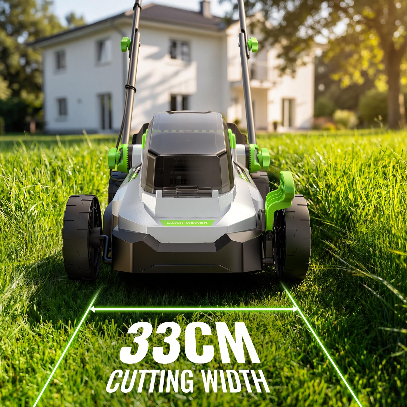 Cordless Lawnmower, ETOOLAB Lawnmower with Brushless Motor up to 280m², 33cm Cutting Width, 5 Cutting Heights, 30L Bag, 2 * 4.0Ah Battery and Charger — view 2