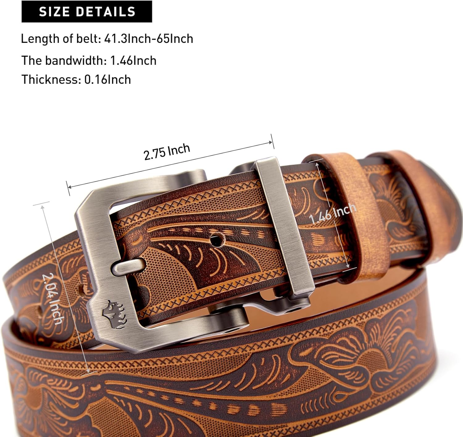 BISON DENIM Men's Belts Leather Dress Genuine Leather Classic Heavy Duty Buckle Belt Casual for Jeans - Image 3