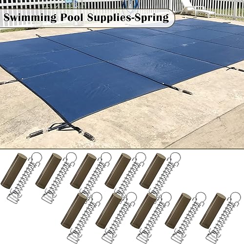 Miniatura 7 de Paquete de 10 resortes de acero inoxidable para cubierta de piscina, cubierta de piscina, resorte de acero inoxidable con tapón en D y manguitos de