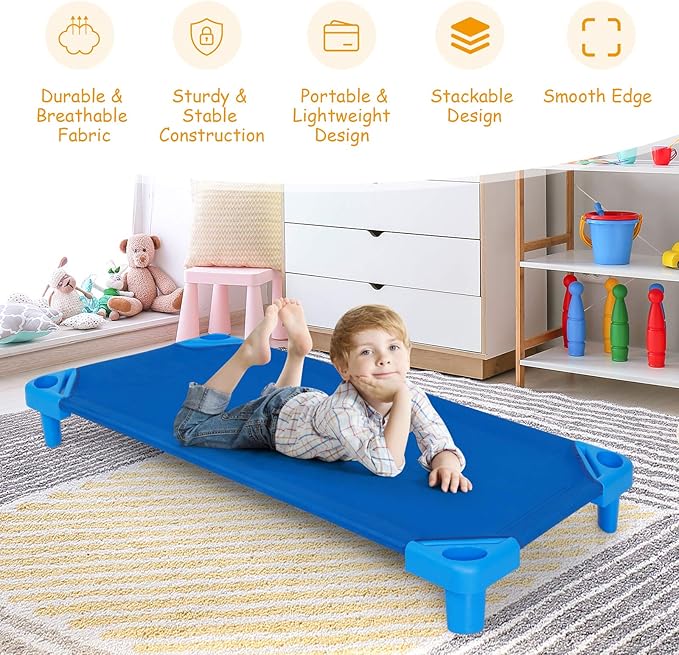 Cuna Apilable para Niños KOTEK, 6 Piezas, Azul, 132x58x15 cm miniatura 7