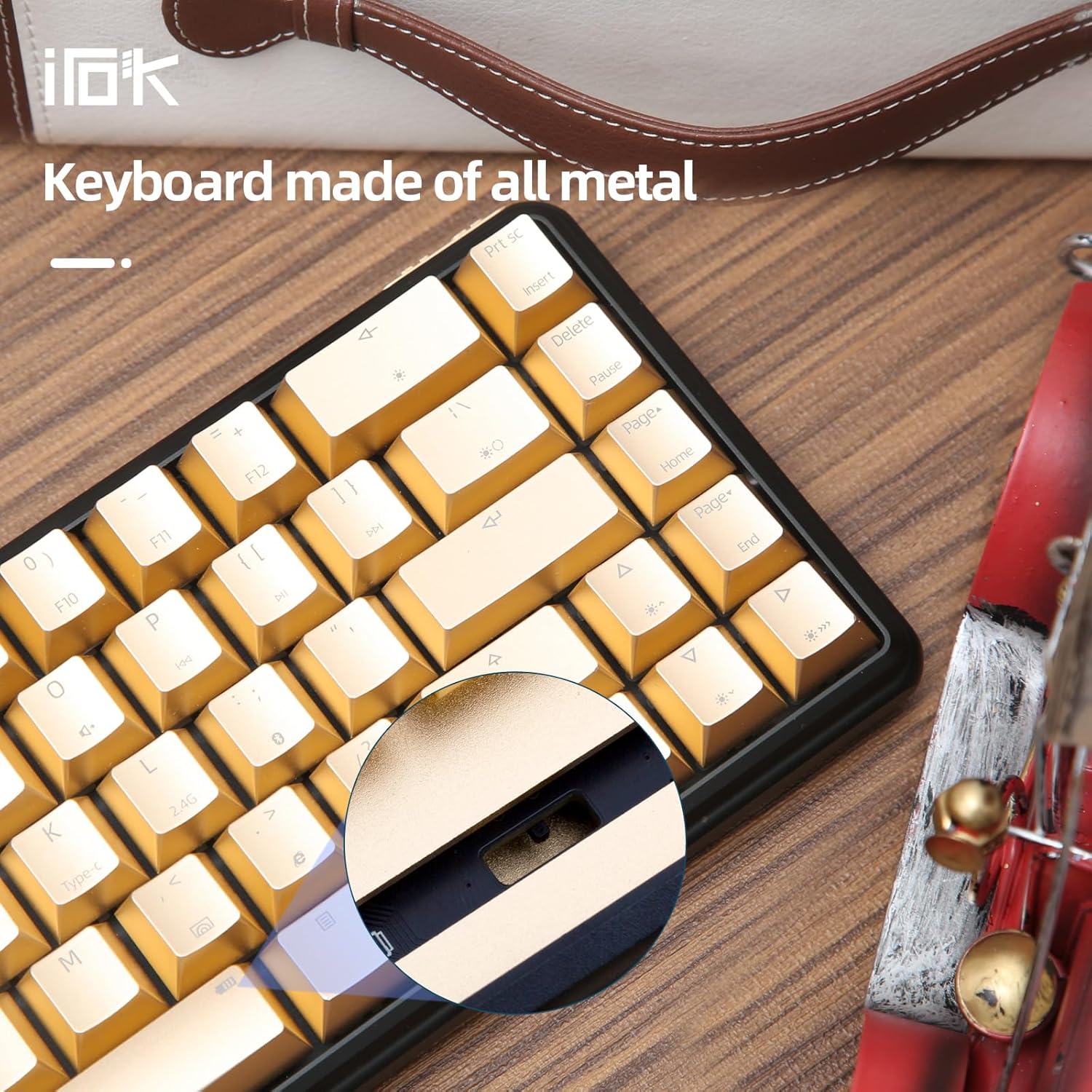 IROK CD67 RGB Portable 60% Gaming Keyboard with Full Metal Enclosure, hot-swappable red switches with Customizable backlighting, Wired Mechanical Keyboard for Windows PC Gamers