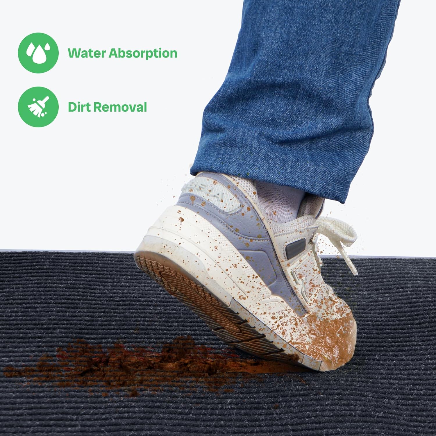 Commercial Runner Rug, 3 x 10 FT Entrance Floor Mat Area Rugs Hallway Carpet with Non-Slip PVC Backing Indoor Outdoor Home Doormat for Office Balcony Corridor Kitchen Garage (Black)