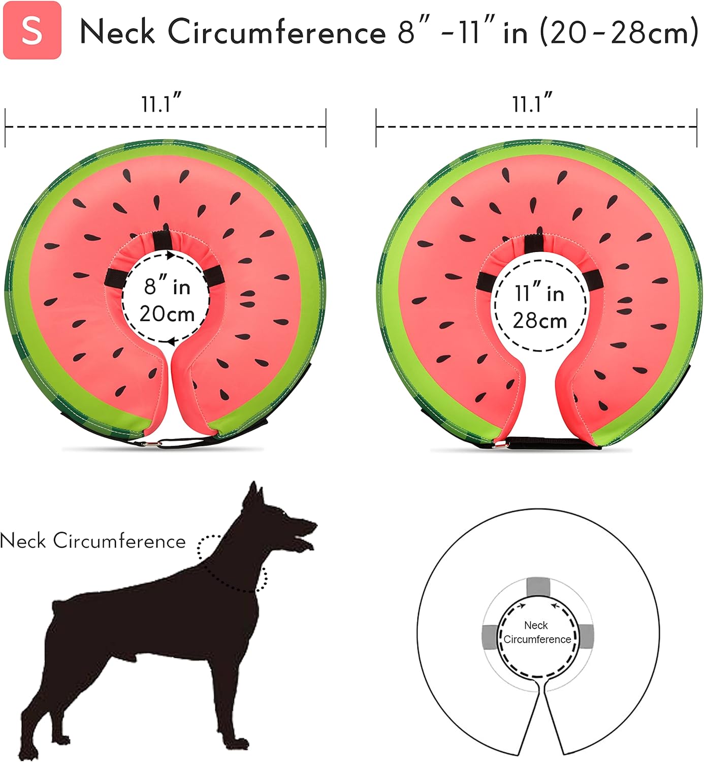 Dog Cone Collar for Small Medium Large Dogs for After Surgery, Pet Inflatable Neck Donut Collar Soft Protective Recovery Cone for Dogs and Cats - Alternative E Collar Does not Block Vision - Red,S : Pet Supplies