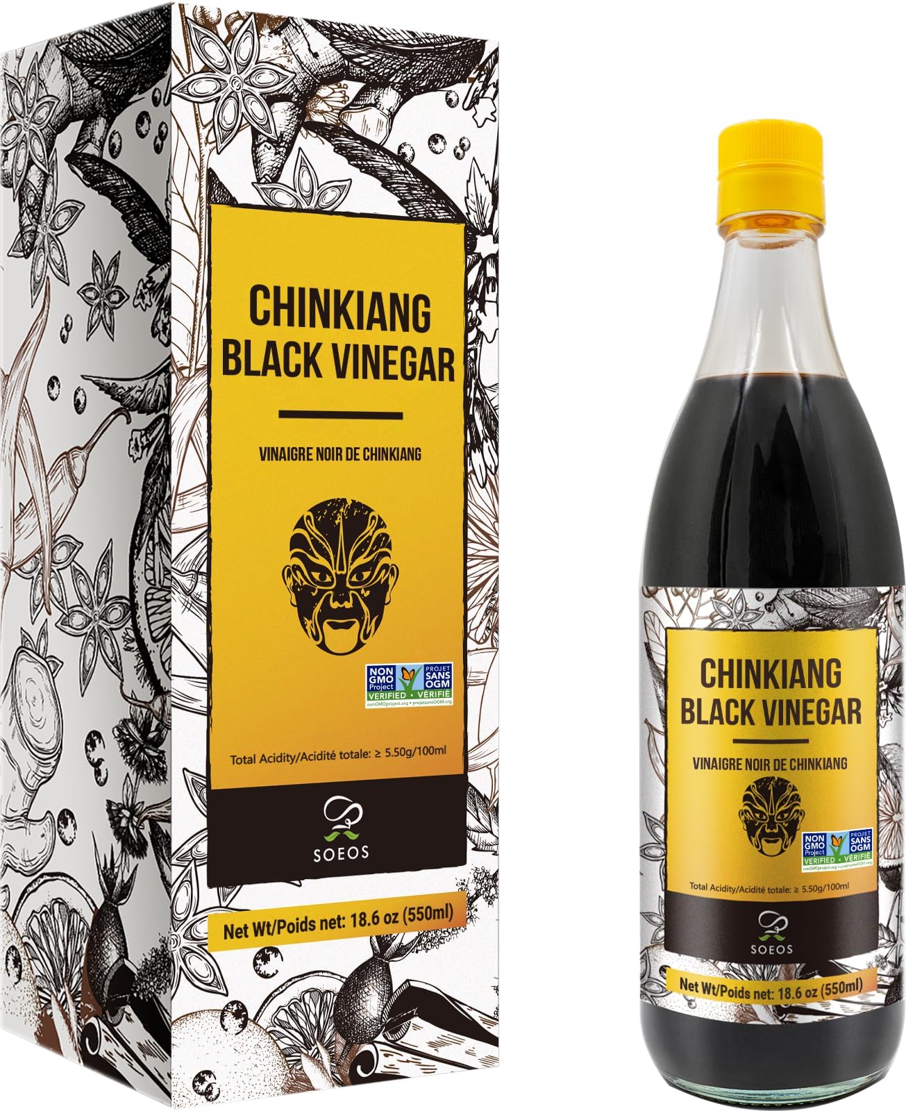 Soeos Chinkiang Vinegar, 18.6 fl oz (550ml), Zhenjiang Black Vinegar