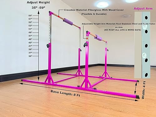 Miniatura 24 de MARFULA Barras horizontales dobles de gimnasia, barras paralelas de 3 juegos, barras desiguales de entrenamiento de gimnasia con brazos reguladores