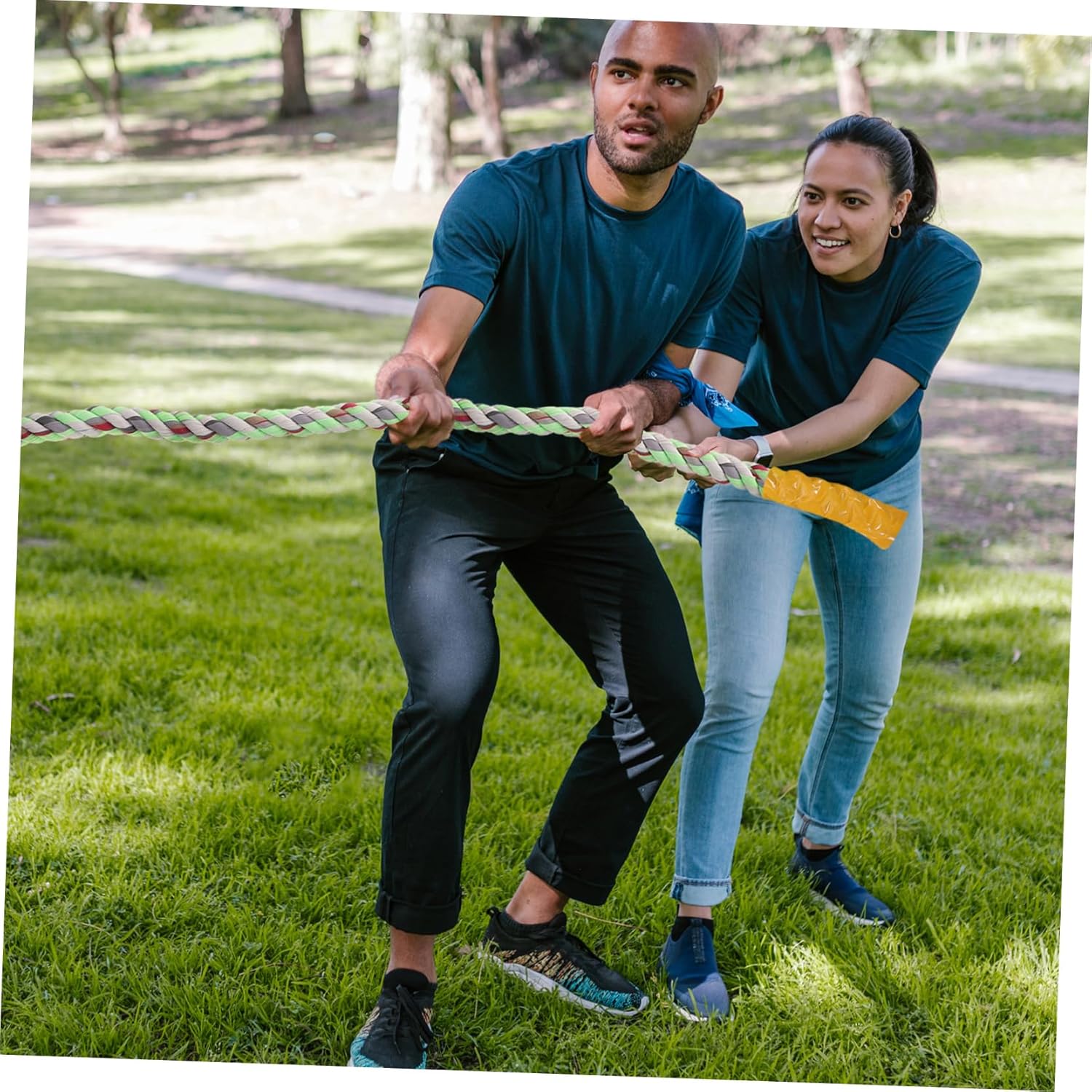 Lurrose Tug of War Rope Twisted Cloth Game Cord for Outdoor Competitions Team Building Activities Family Gatherings and School Events Random Colors