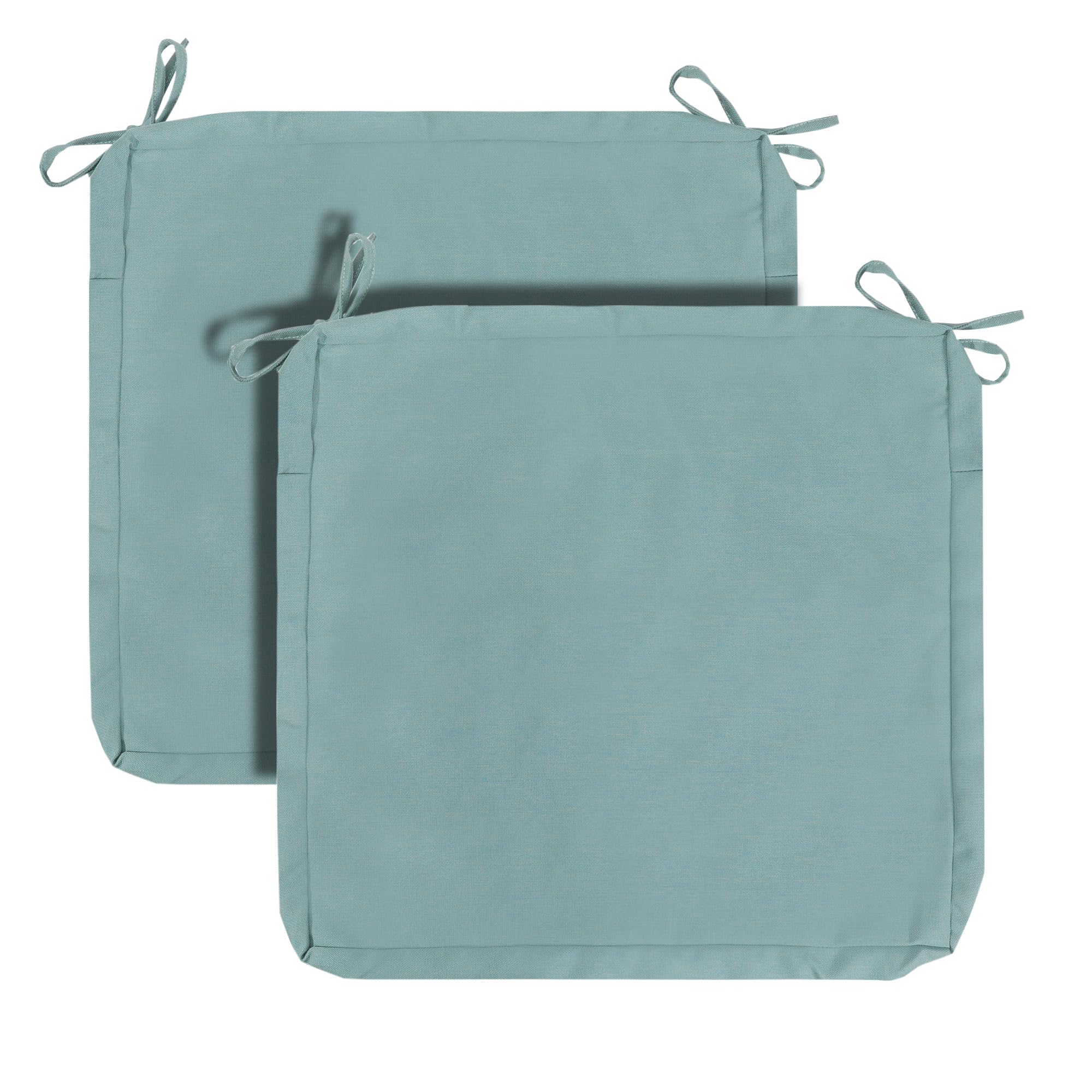 FUNHOME 2 Pack Outdoor Cushion Covers 24" x 24" x 4", No Insert! Water-Resistant Patio Chair Seat Cushion Covers with Zipper and Tie, Replacement Cover Only(Aqua Leala)