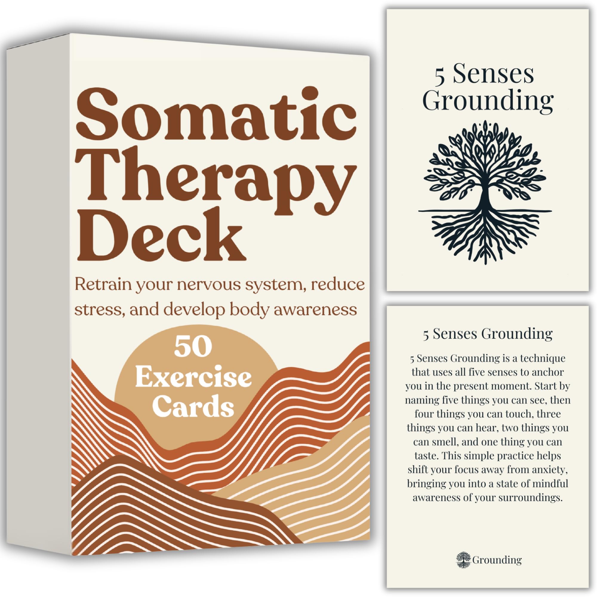 Cartes de thérapie somatique avec exercices pour réinitialiser votre système nerveux, soulager l'anxiété, apaiser le stress et se reconnecter par la pleine conscience, la respiration et les mouvements