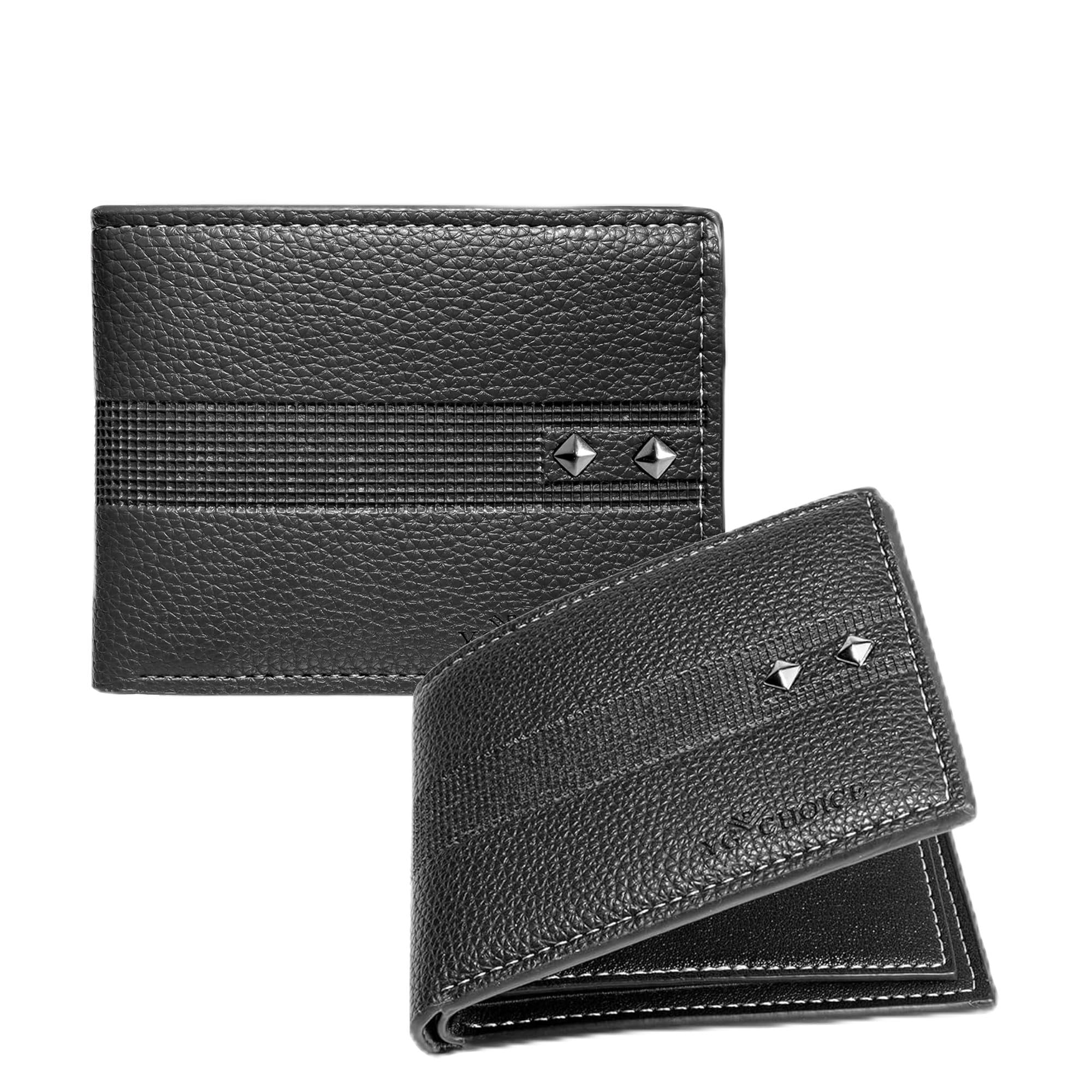 YG CHOICE Mens Wallets Leather – Luxurious Mens Bifold Leather Wallet – Slim Wallet for Men RFID Blocking – Multiple Compartments Faux Leather Card Holder Front Pocket Wallets for Men Leather (Black)