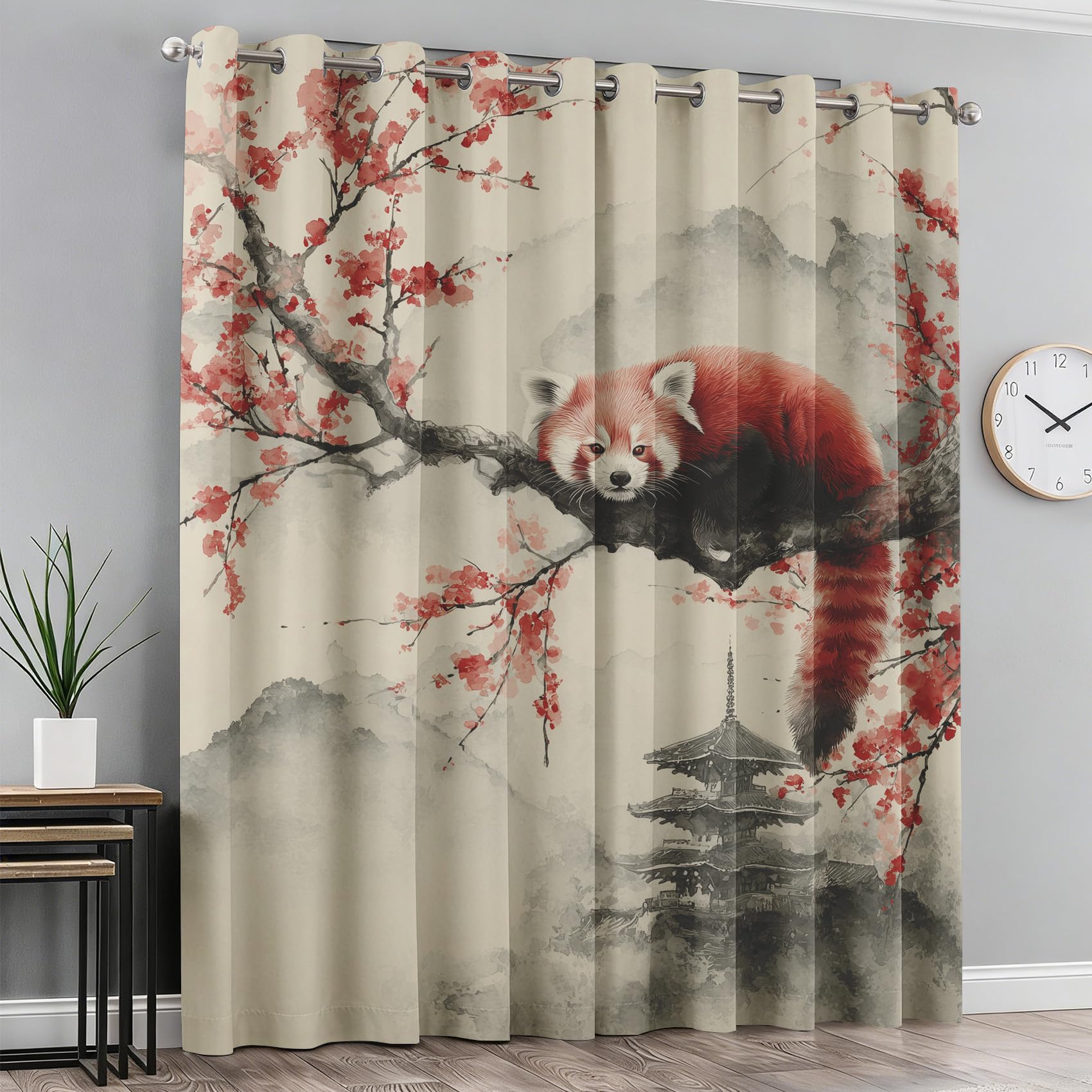 Rideau occultant panda roux 75x166 cm thermique à oeillets