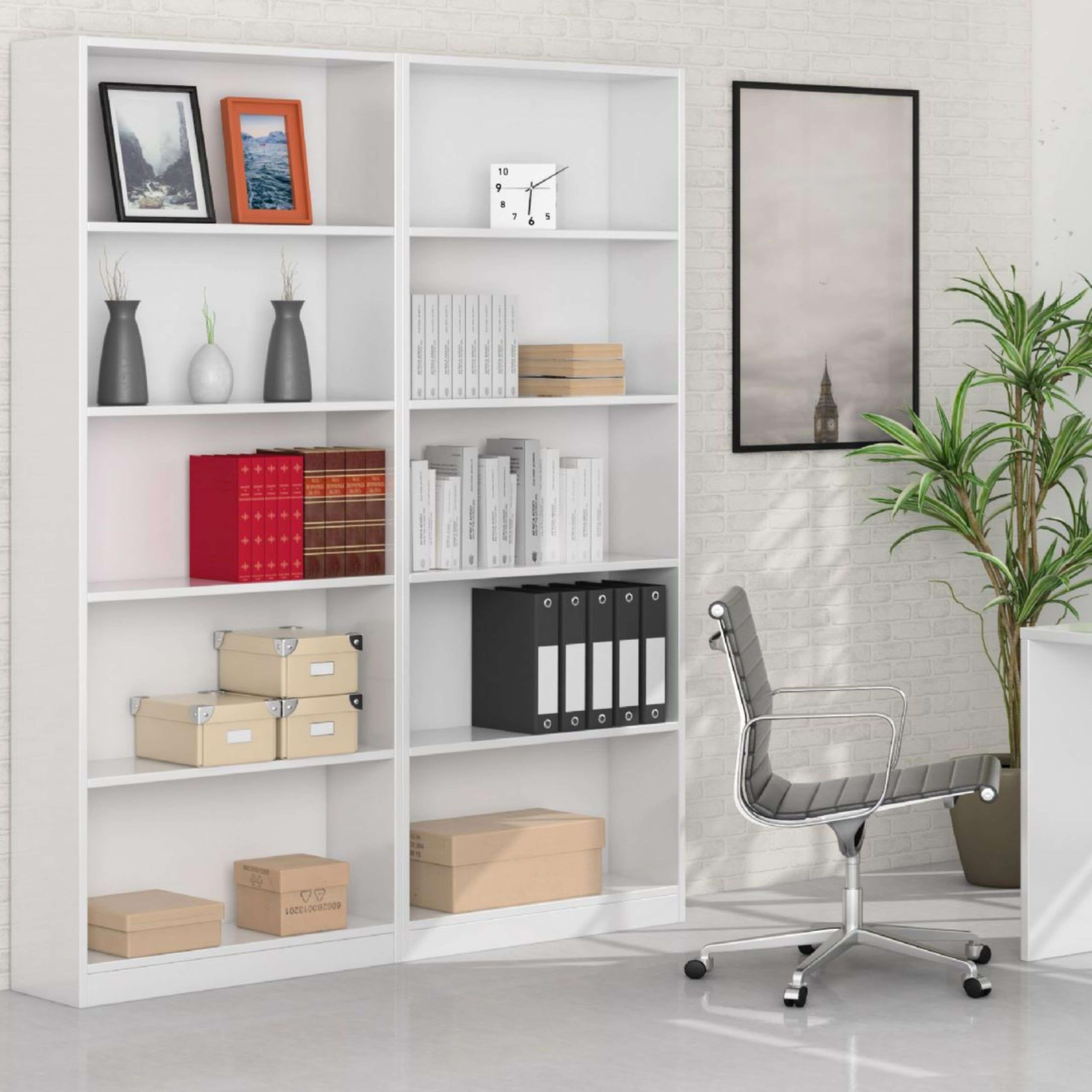 Habitdesign Magnolia B03 Libreria, Bianco, 80 x 28 x 201