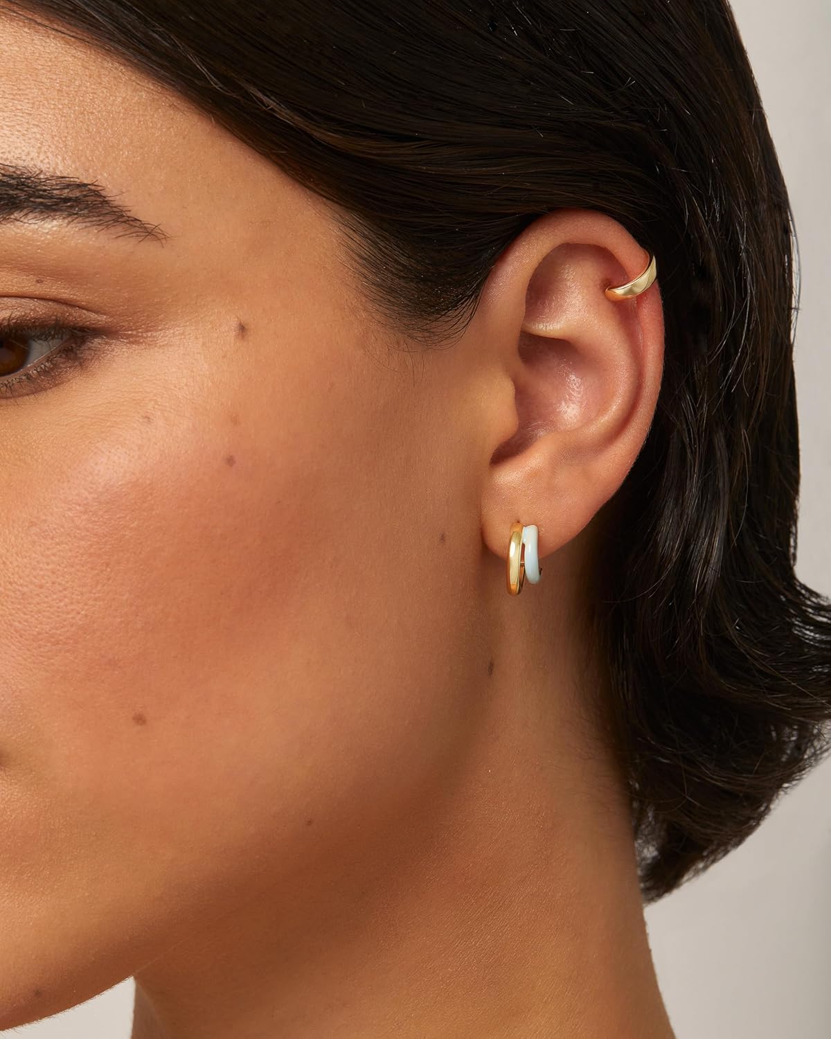 PAVOI 14K Gold Plated 925 Sterling Silver Post Earrings for Women - Colored Enamel Cubic Zirconia Huggie Hoop Earrings - Blue Pink Purple White Jewelry - Image 2