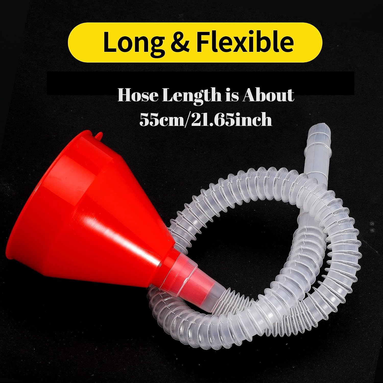 Small Flexible Plastic Oil Funnel for Oil Change Fuel Funnel with Long Hose Transmission Car Filling Fluid Funnel for Engine Oil Gas Fuel Gasoline Diesel（Red） (2)