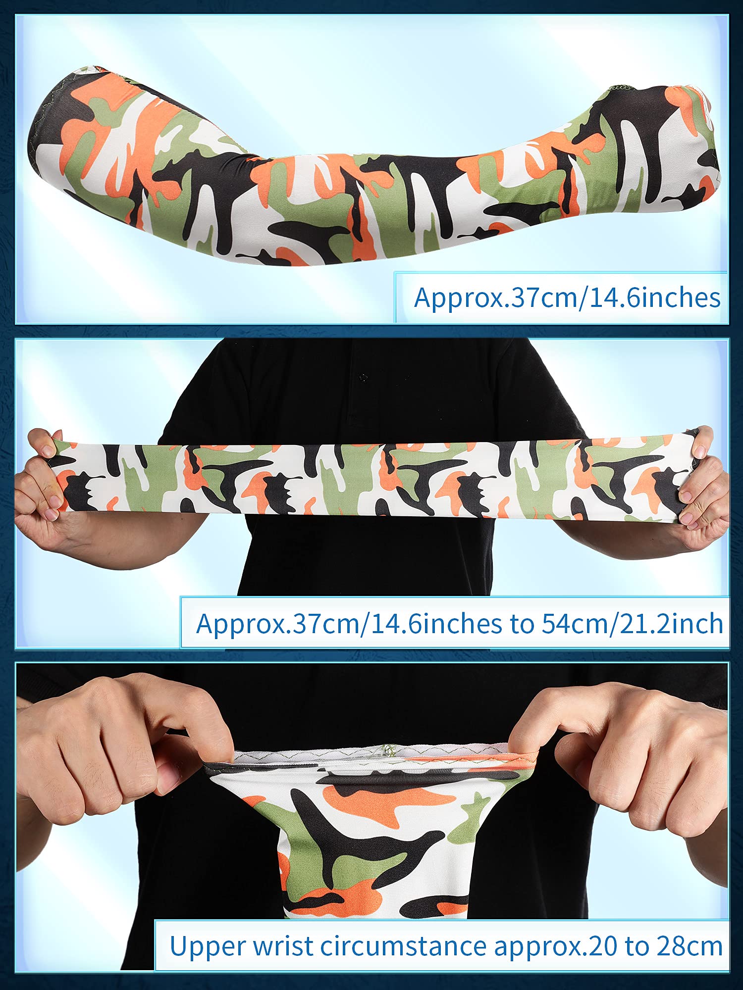 Geyoga 20 Paar Sonnenschutzmanschetten für Arme, kühlende Arm-Kompressionsmanschetten, weiche Eisseide, Unisex, fingerlose Handschuhe für Männer und Frauen, Sport, Outdoor, Gartenarbeit, Laufen