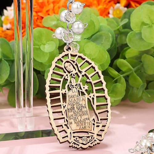 Miniatura 5 de 30 llaveros de bautizo para cruz de madera con bolsas de regalo de organza recuerdo de bautismo perlas blancas