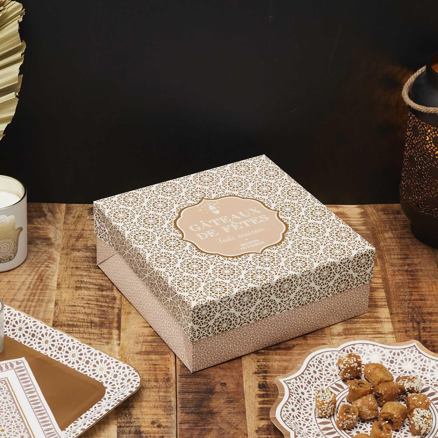 Scatola Porta Dolci 25.5x9.8cm - Per Torte E Pasticcini, Design Elegante Grigio/Beige - Foto 7