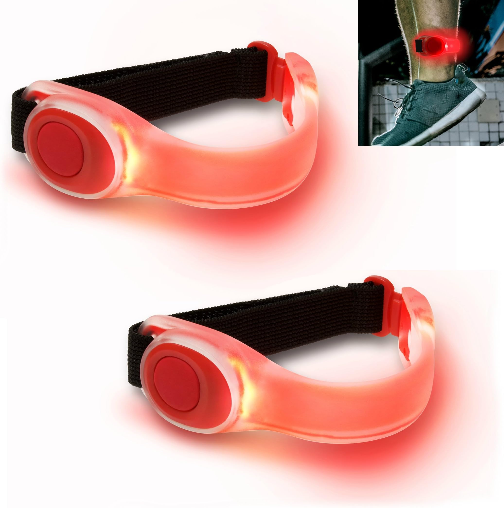 AVENTI 2 x Armband Running Lights Red LED Waterproof Lights for Safe Running, Cycling, Jogging, Walking