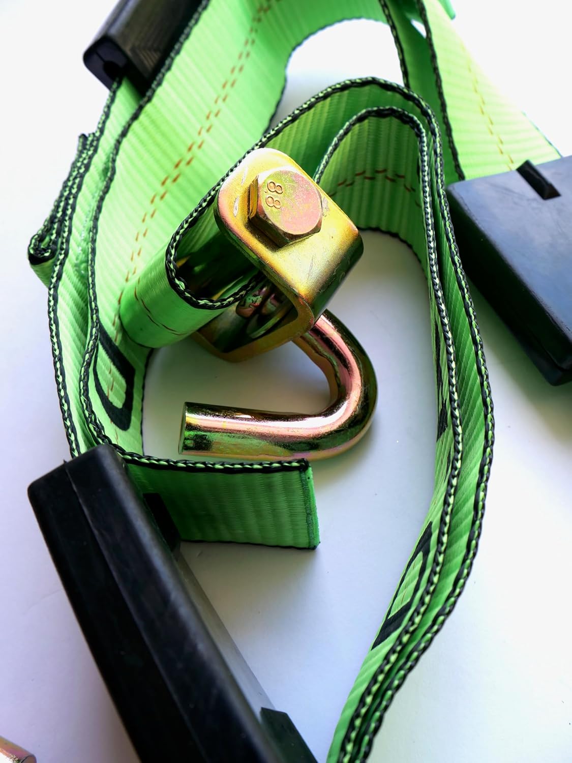 D.A.S. Car Hauler Straps - 2 inches x 11 feet, Set of 4 Wheel Tie Down Straps for Car, Truck, and UTV Transport, Secure Car Tie Dow, Three Cleat Design | Green Color