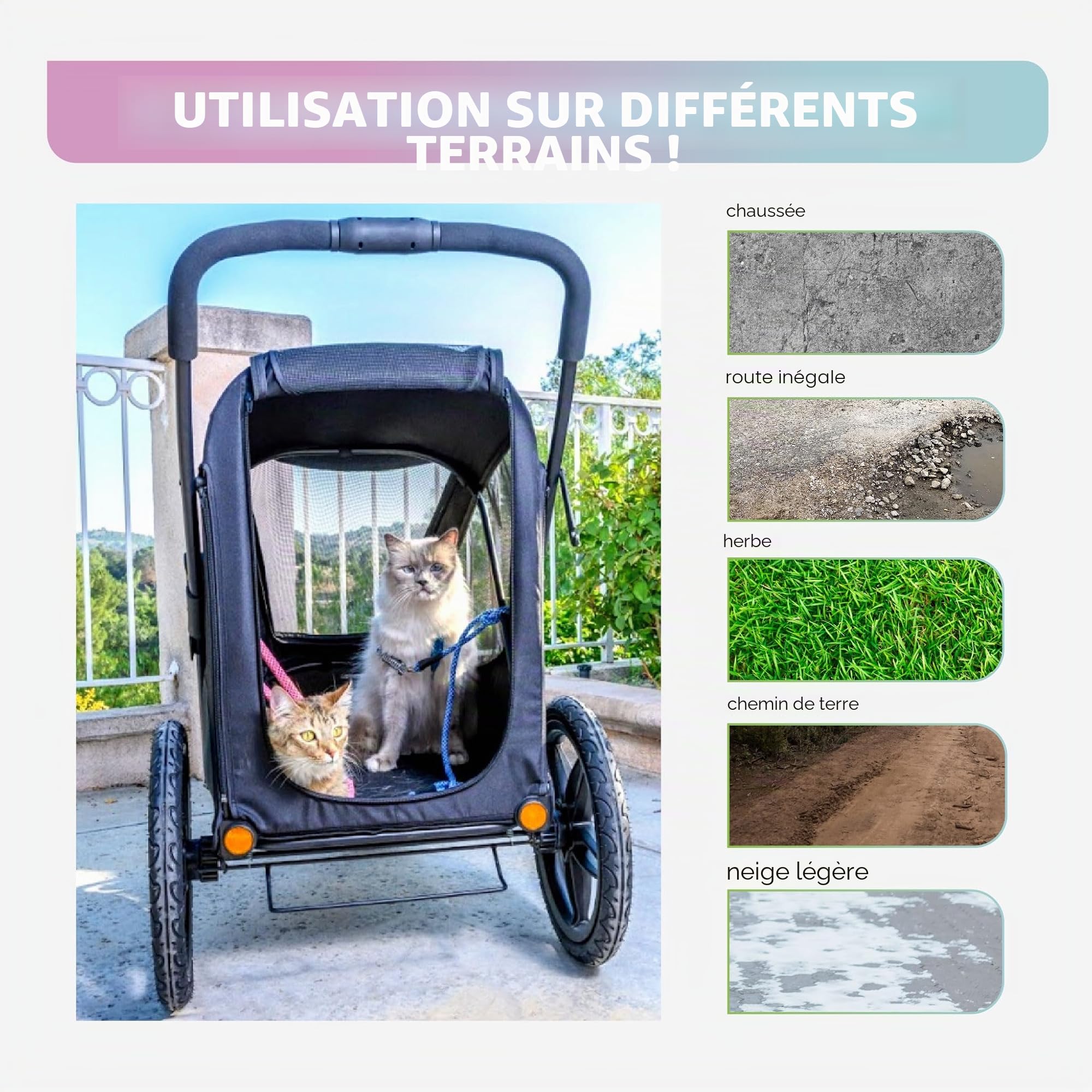 Breeze Black | Remorque de vélo de Luxe pour Chien | Jogger de Grande Taille | Pliage à Une Main | Pneus pneumatiques | Housse de Pluie Incluse | Pompe à Pneu | Adaptateur de vélo