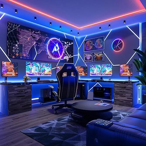 Miniatura 6 de Tira de luces de neón inteligentes de 16.4 pies, tira de luces LED RGB+IC, control de aplicación, sincronización de música, impermeable, tira de