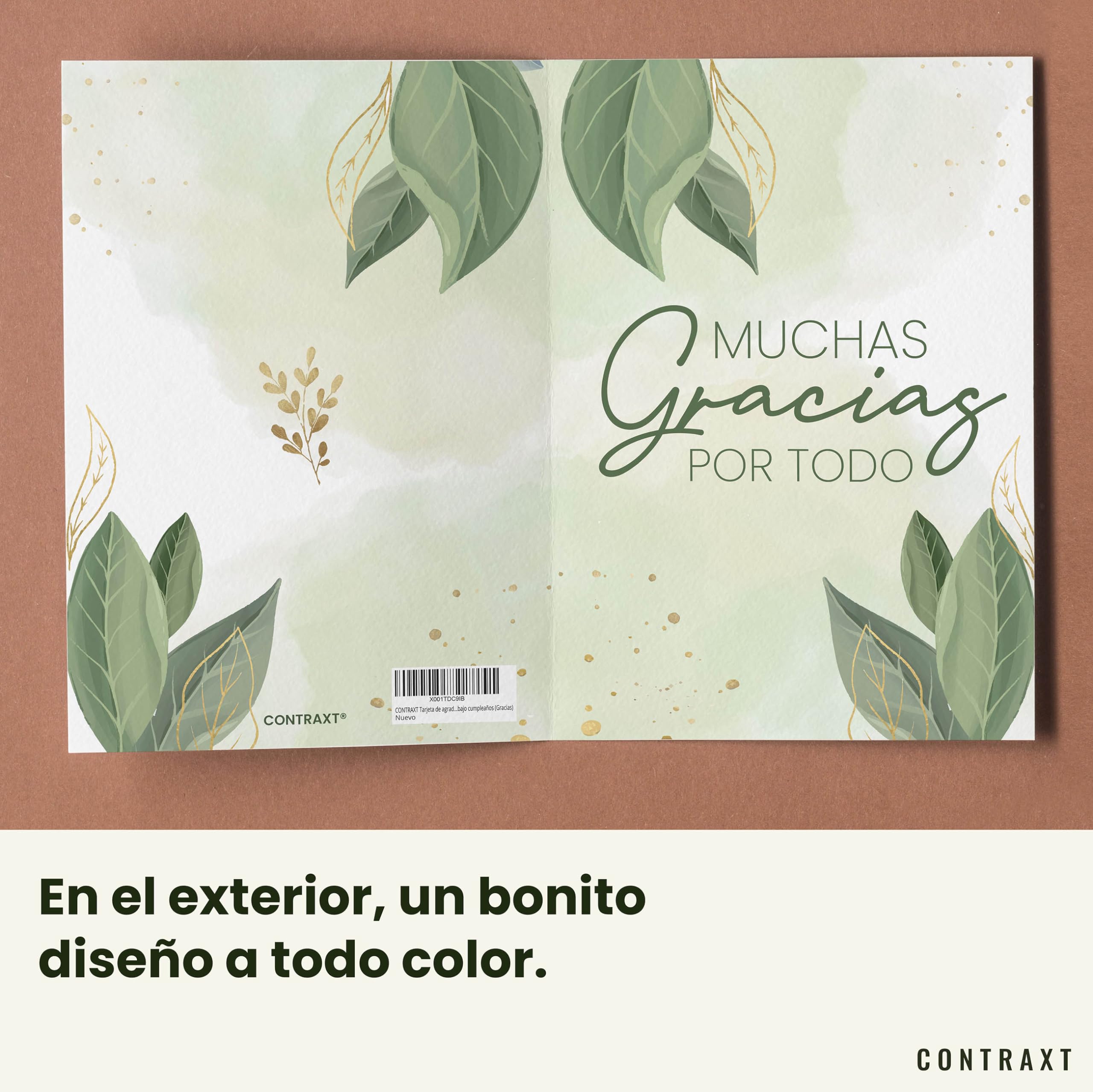 CONTRAXT Tarjeta de agradecimiento grande 42x30 cm abierta. Regalo original tarjeta de firmas gracias por todo hombre o mujer profesores maestras amigas compañeros trabajo cumpleaños (Gracias)