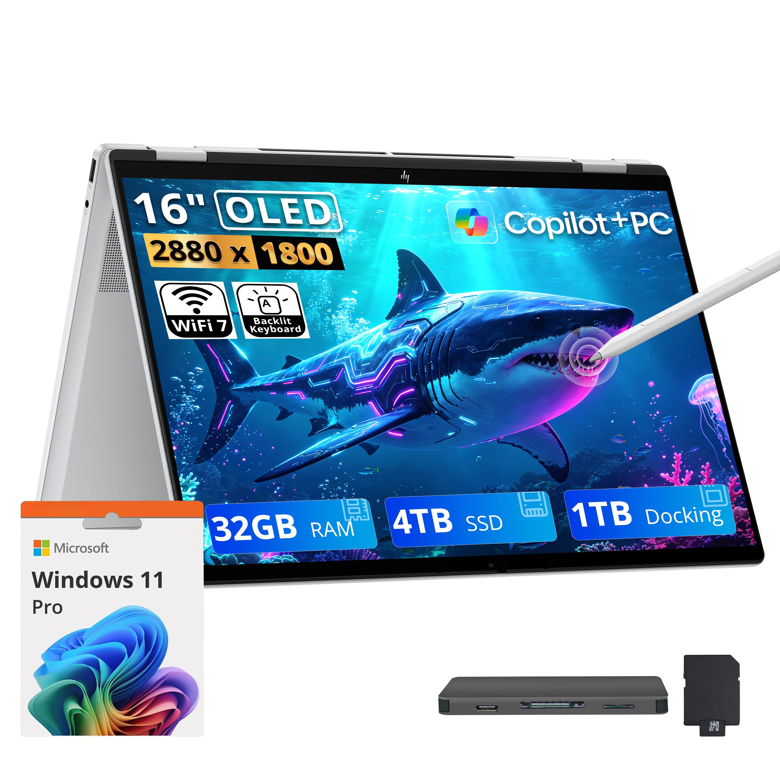 OmniBook 7 Flip 16" 3K 2-in-1 Touch Laptop, Intel Ultra 7 258V, 32GB RAM, 5TB Storage(4TB…