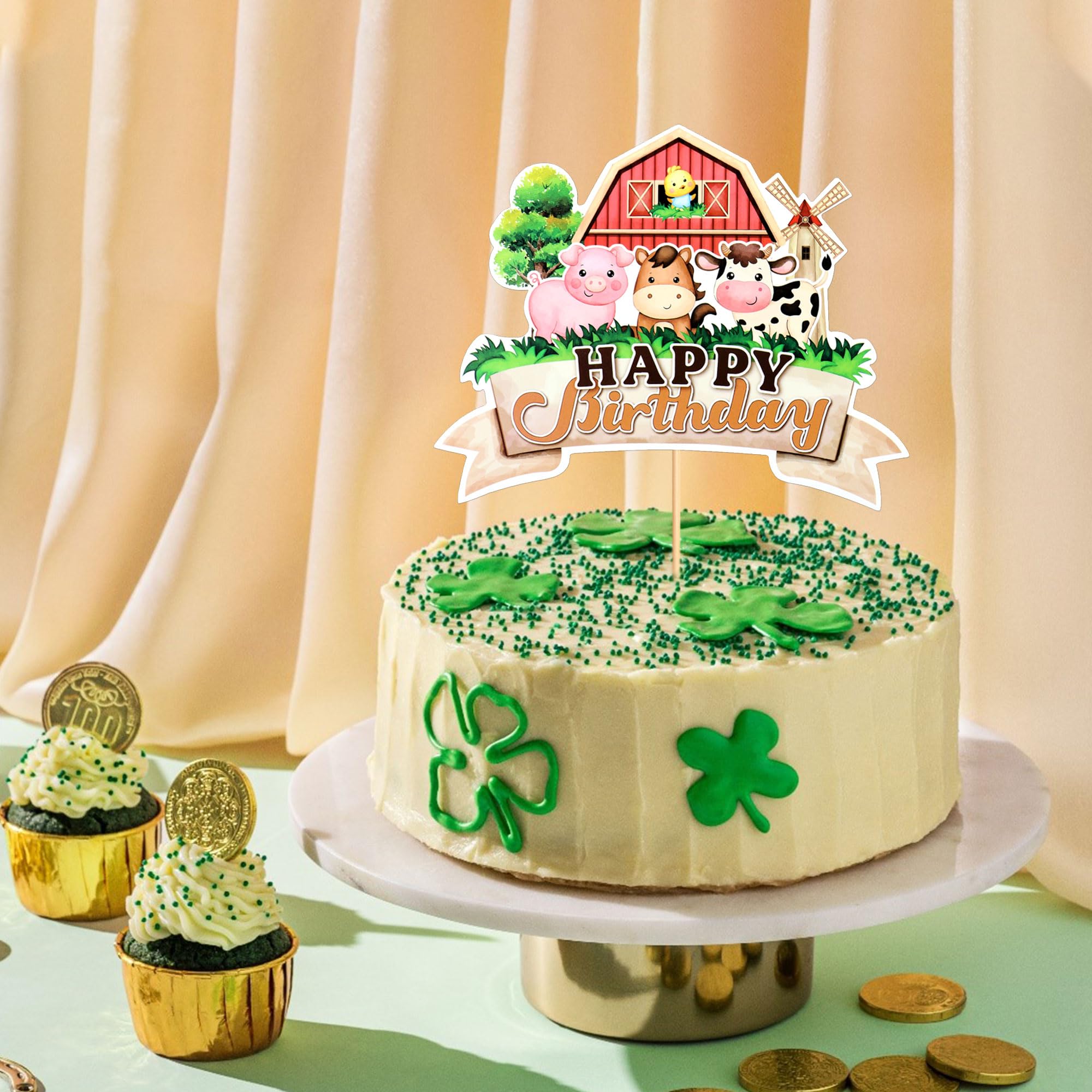 20 Decorazioni Per Torta Fattoria Con Animali: Mucca, Asino, Maiale, Gallina – Topper Per Torte Compleanno E Baby Shower