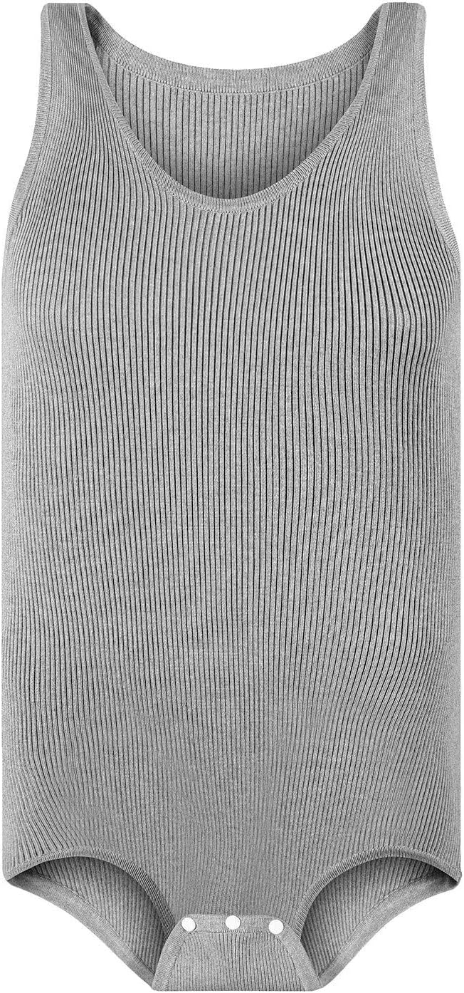 Landofgenie Mens Basic Onesie Sleeveless Crewneck Bodysuit Snap Crotch Romper - Image 5