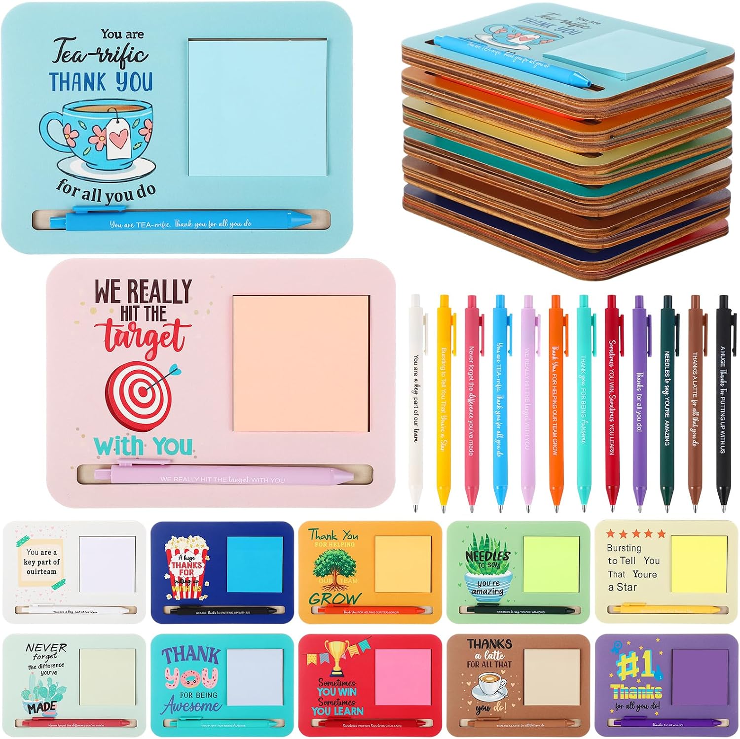 12 Set Employee Appreciation Gift Sticky Note Holder Kit, Thank You Gift