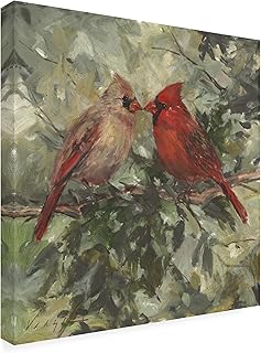 Kissing Cardinals by Mary Miller Veazie, 18x18-Inch