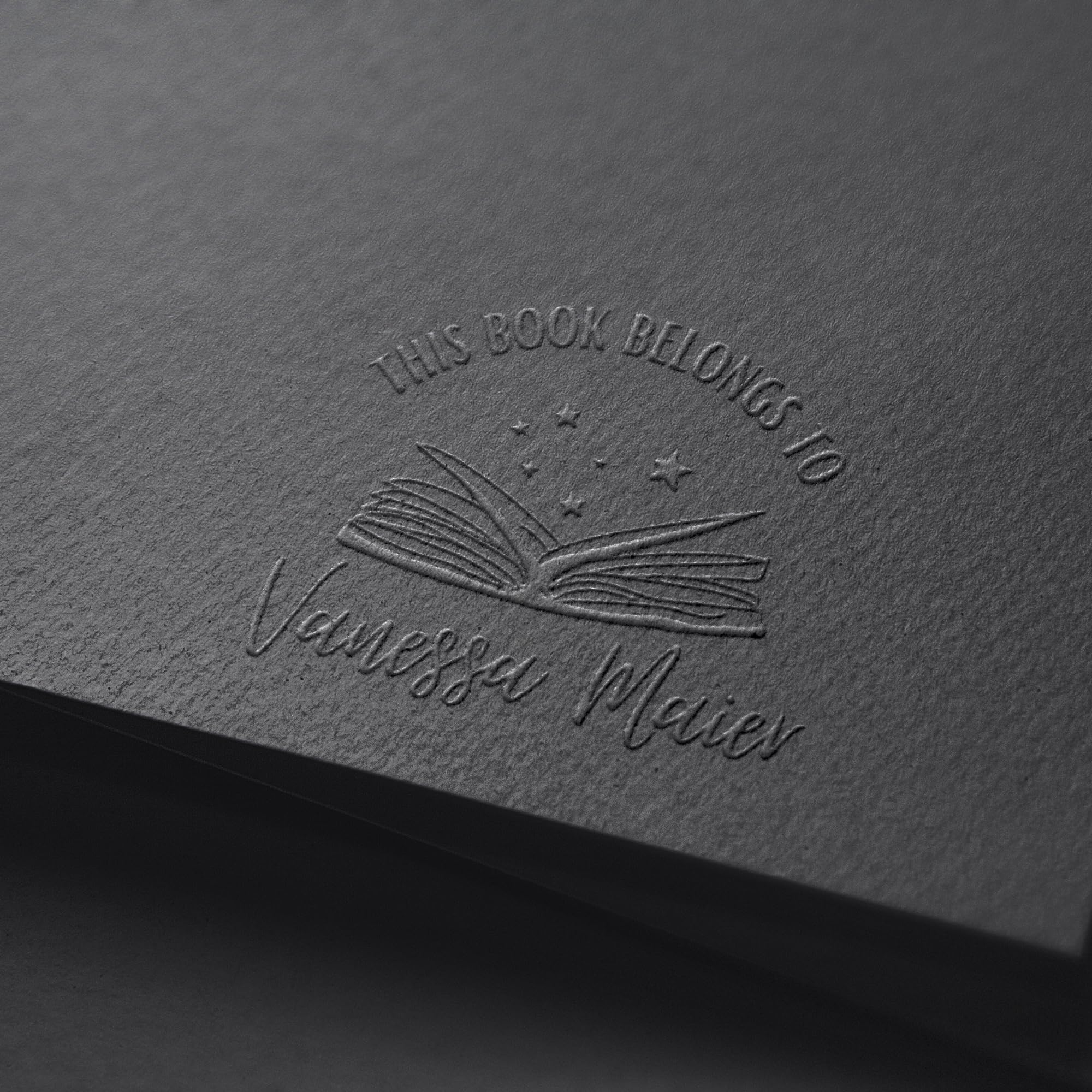 Sello gofrado Exlibris personalizado - Pinza gofradora de libros para papel - Ideal como regalo o para ocasiones especiales - Varios motivos (Book & Star)