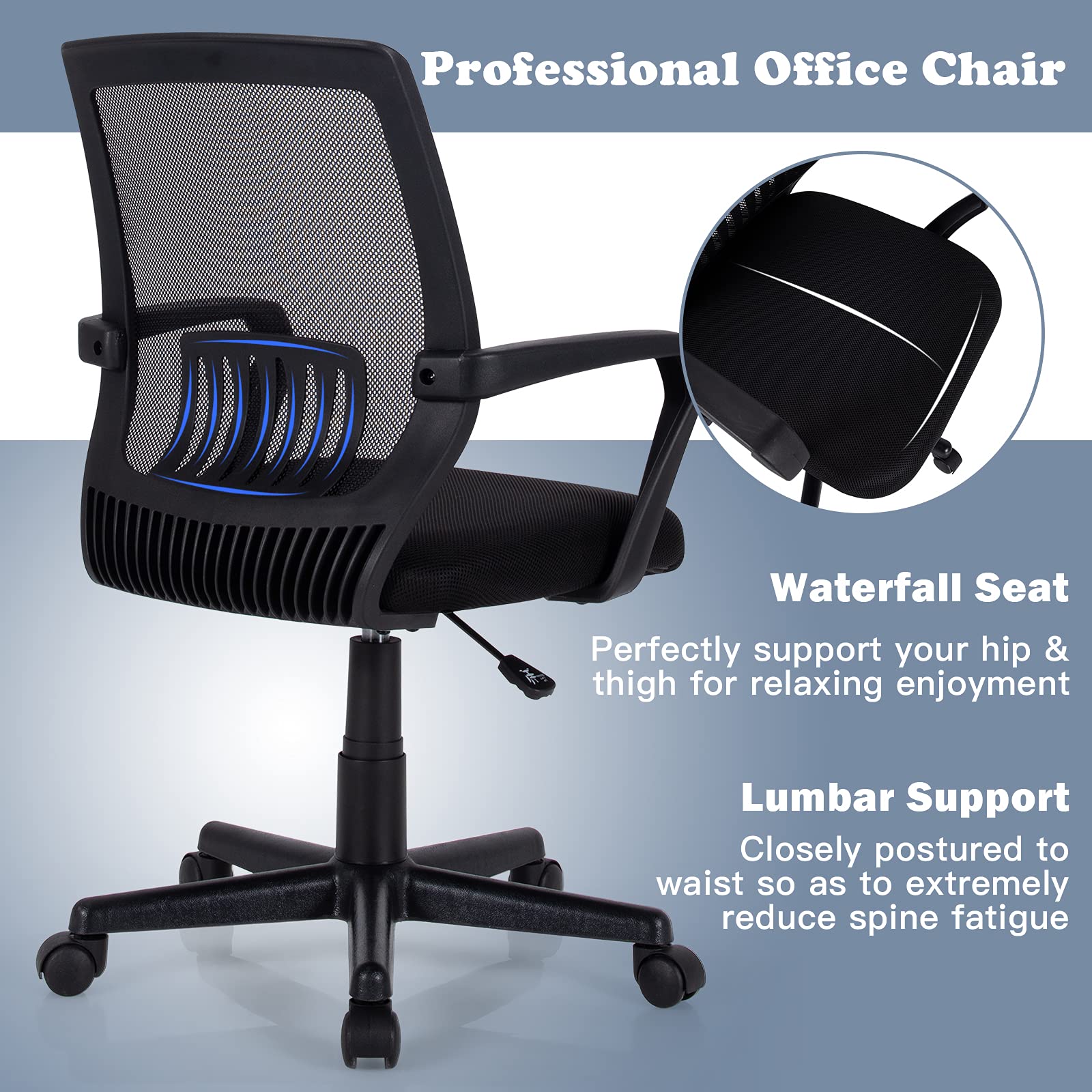Office Chair Giantex Mesh Desk Chairs With Wheels Black Office Chair