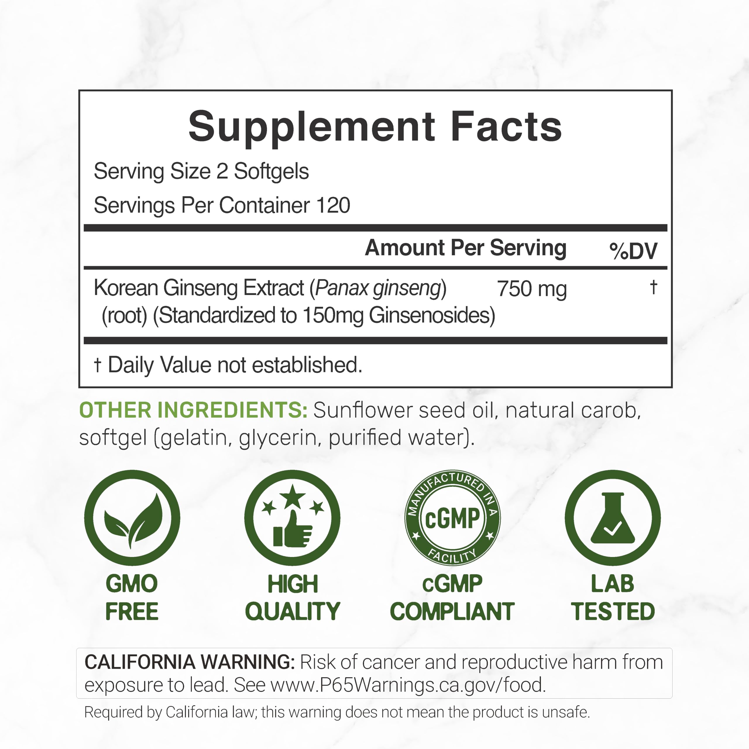 DEAL SUPPLEMENT Korean Red Panax Ginseng Root Extract, 240 Softgels — Amazon image 2