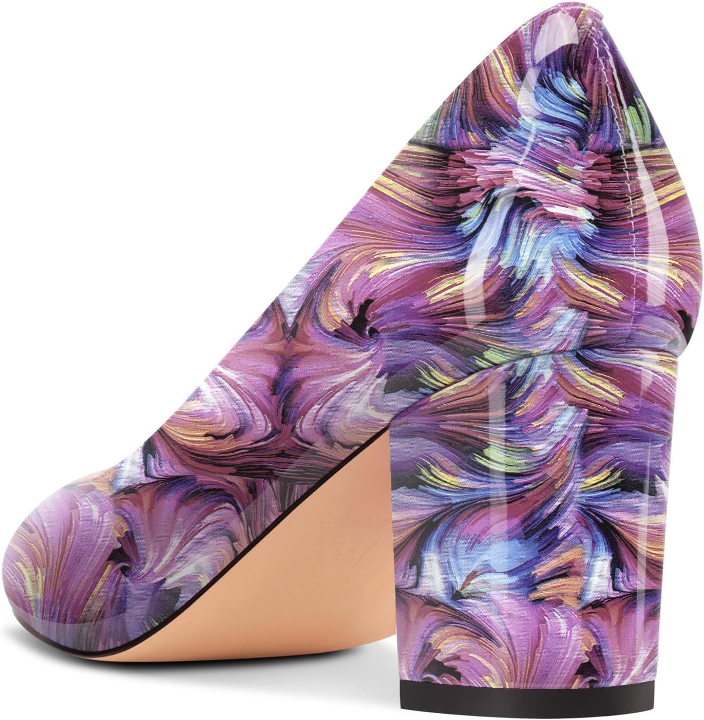 Castamere Women's Pumps Mid Chunky Block Heel Close Round Toe Classic Pumps Slip-on Comfortable Dress Casual Shoes 2.6 Inches Heels