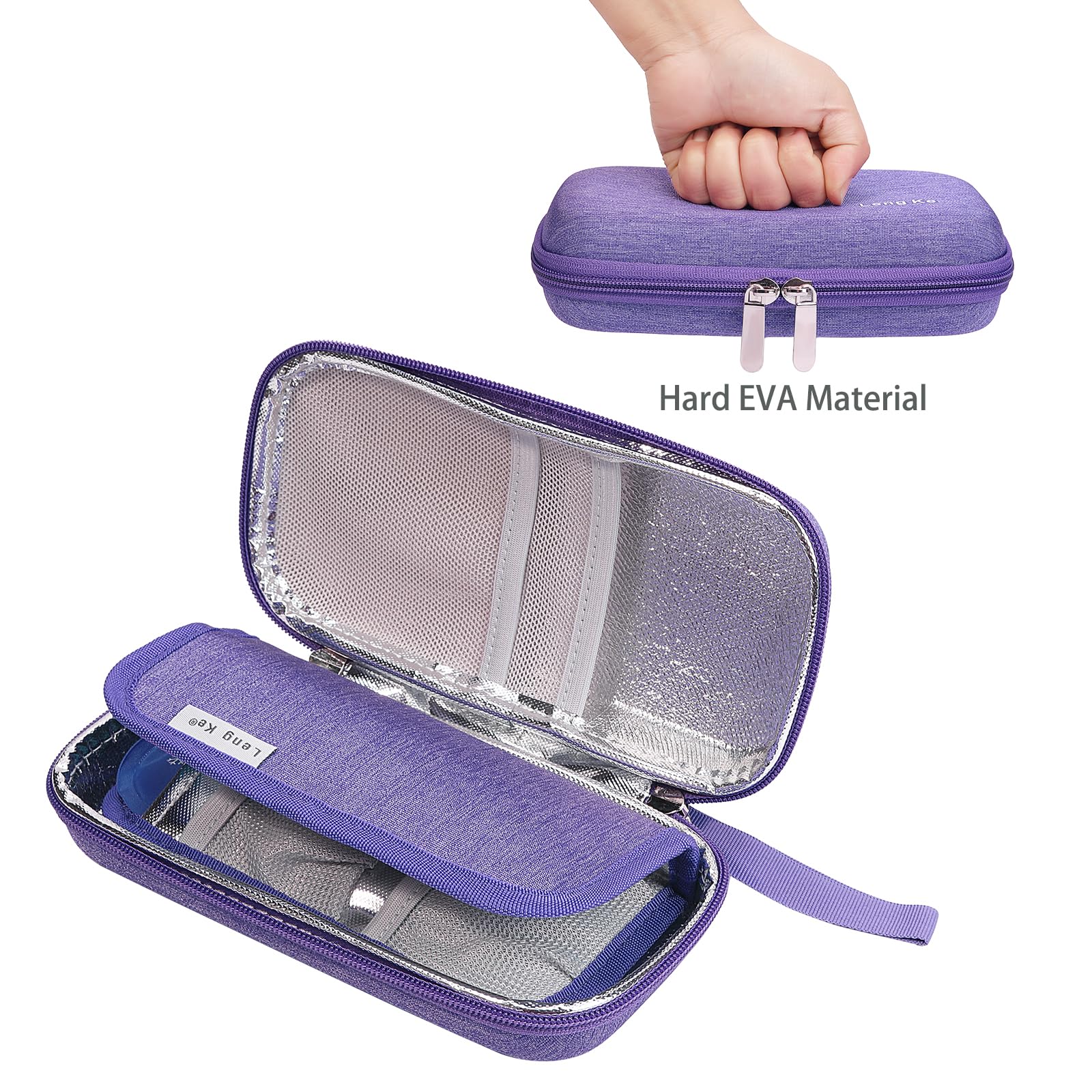 BOMKEE Insulin Cooler Travel Case, Insulated Pouch for Insulin Refrigerated Medicine Organizer Bag Carrying Case Storage Bag with 2 Ice Pack - Image 2