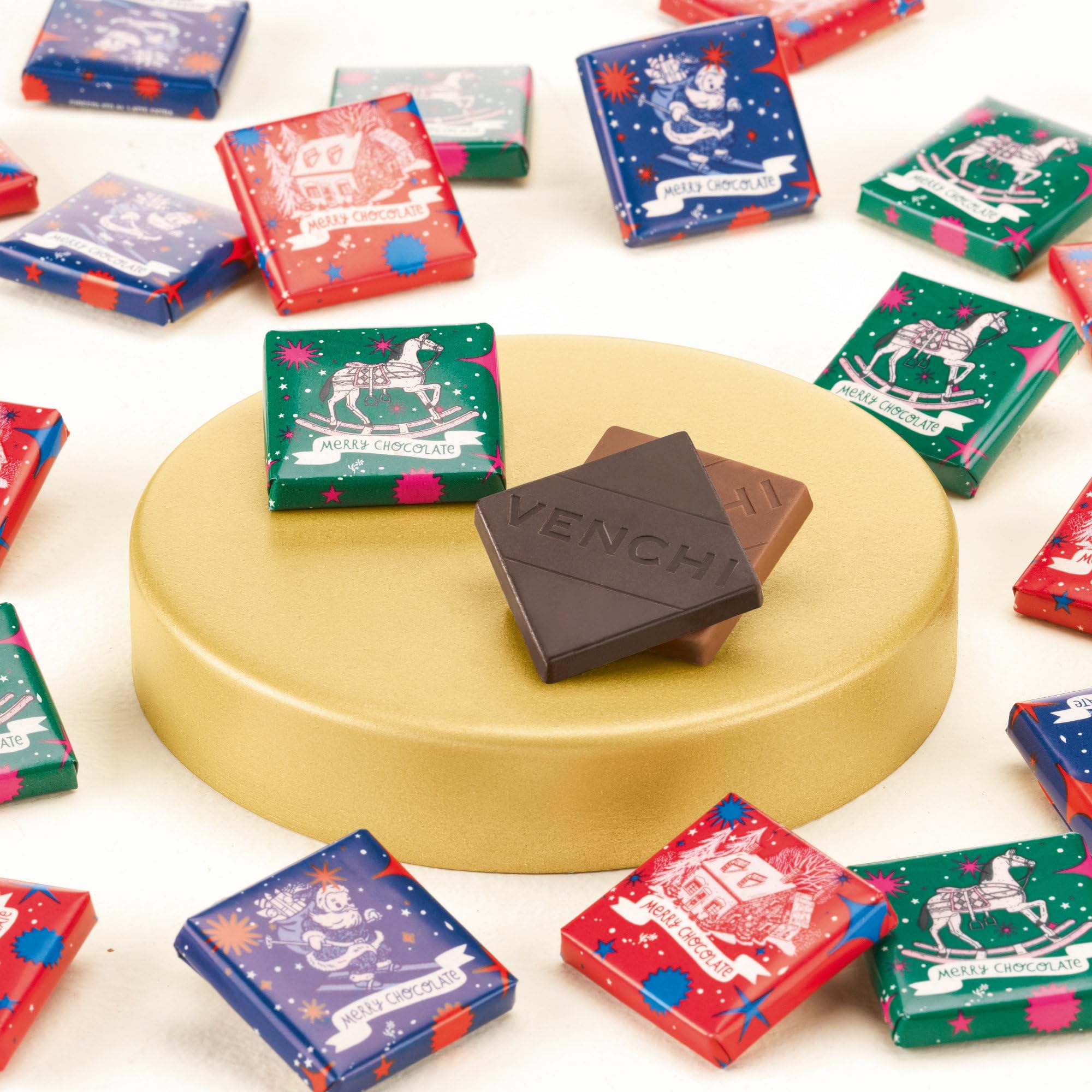 Venchi - Colección Navidad Granblend Natale surtidos, 1 kg - Bombones motivo navideño - Marcador de lugar - Idea de regalo - Sin gluten