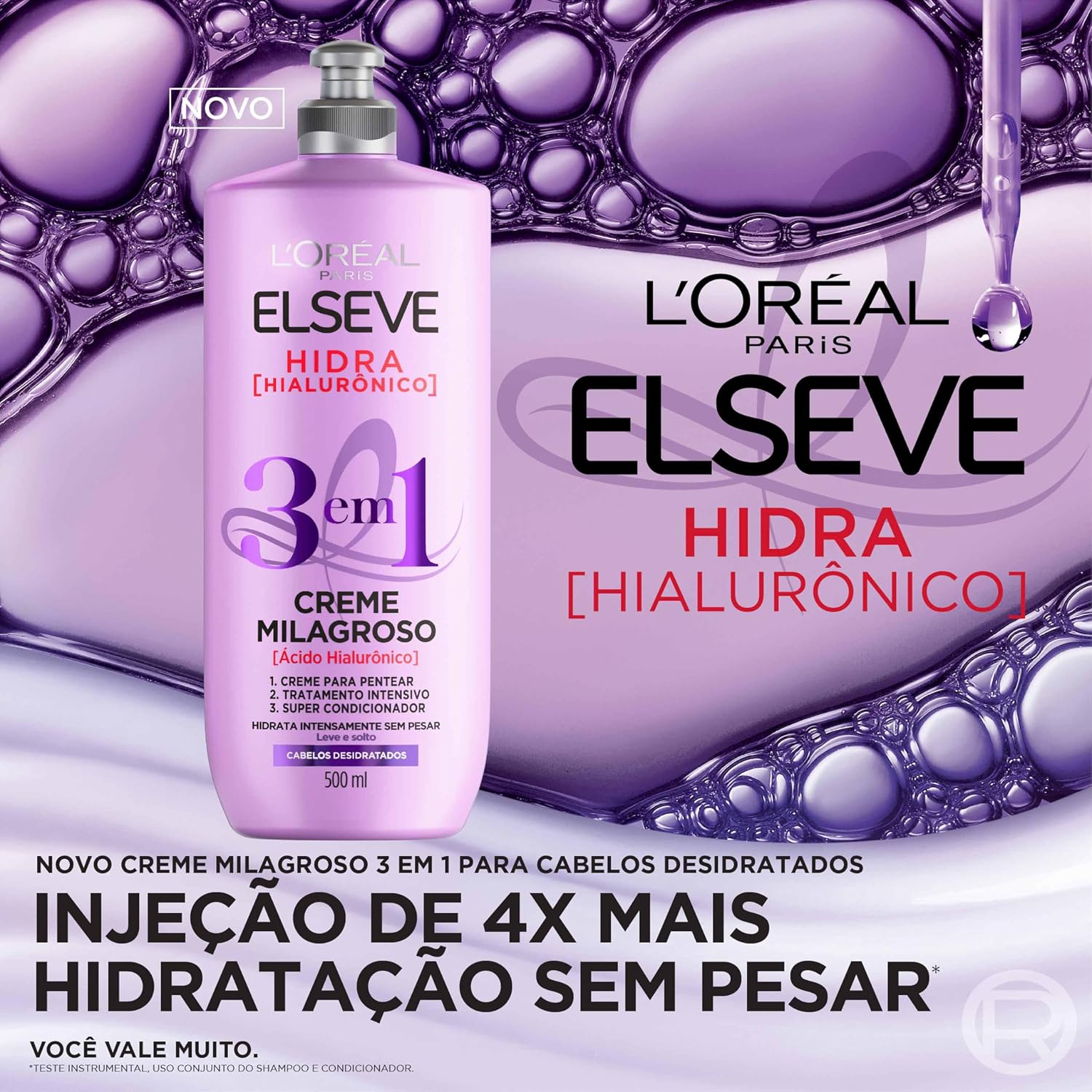 Creme Milagroso 3 em 1 Elseve Hidra Hialurônico 500ml