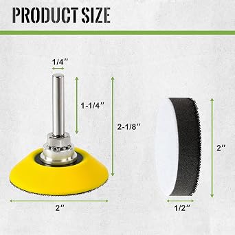2 Inch Hook and Loop Sanding Pad for Sanding Discs with 1/4 Inch Shank and Soft Foam Layer Buffering Pad, Sander Attachment for Drill, 5 Pack