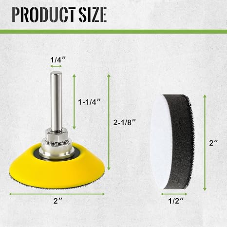 2 Inch Hook and Loop Sanding Pad for Sanding Discs with 1/4 Inch Shank and Soft Foam Layer Buffering Pad, Sander Attachment for Drill, 5 Pack