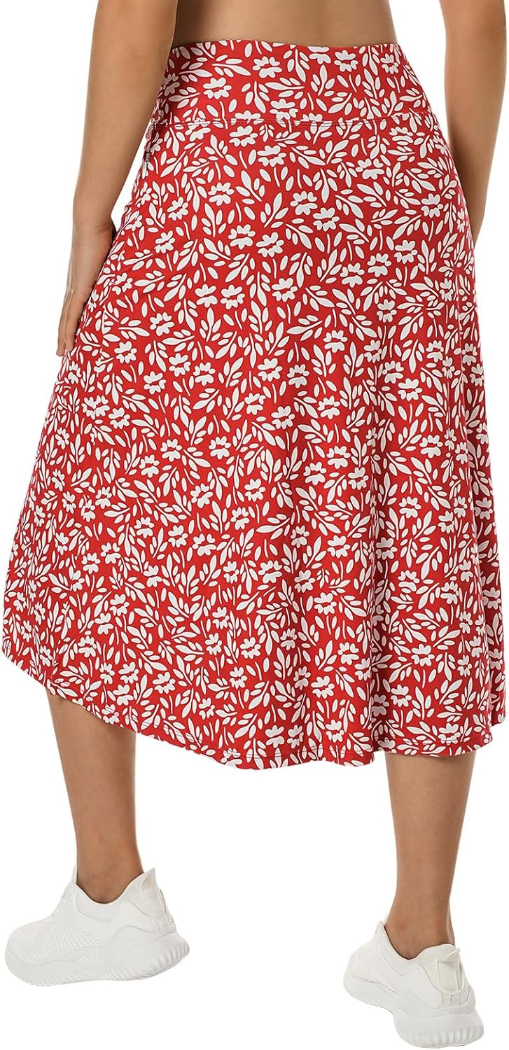 beroy Women 28" Long Skorts for Woman with 2 Pockets Modest Skirt with Shorts Underneath High Waisted Long Skorts - Image 4