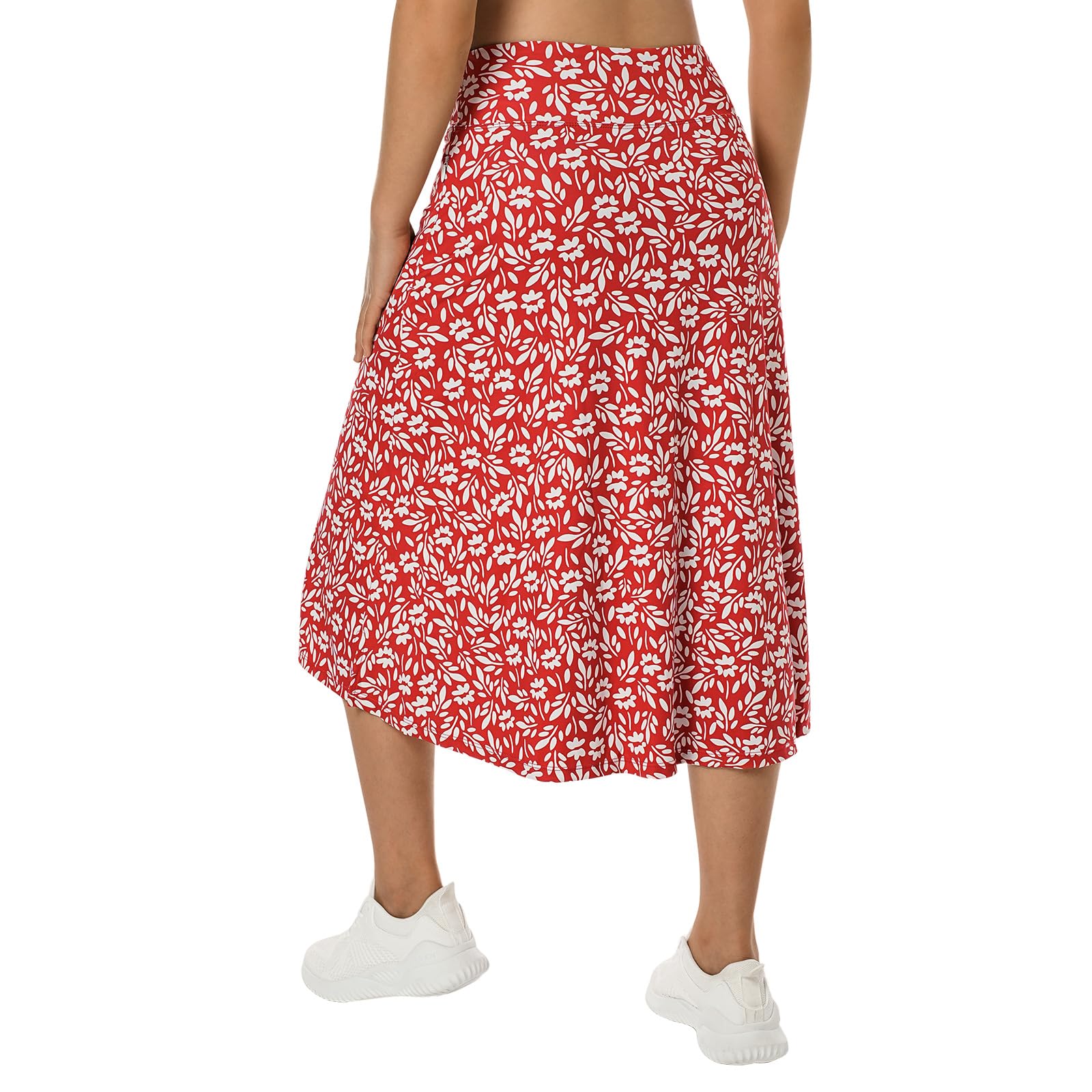 beroy Jupe-short longue de 71,1 cm pour femme avec 2 poches, jupe modeste avec short en dessous, jupe-short longue taille haute