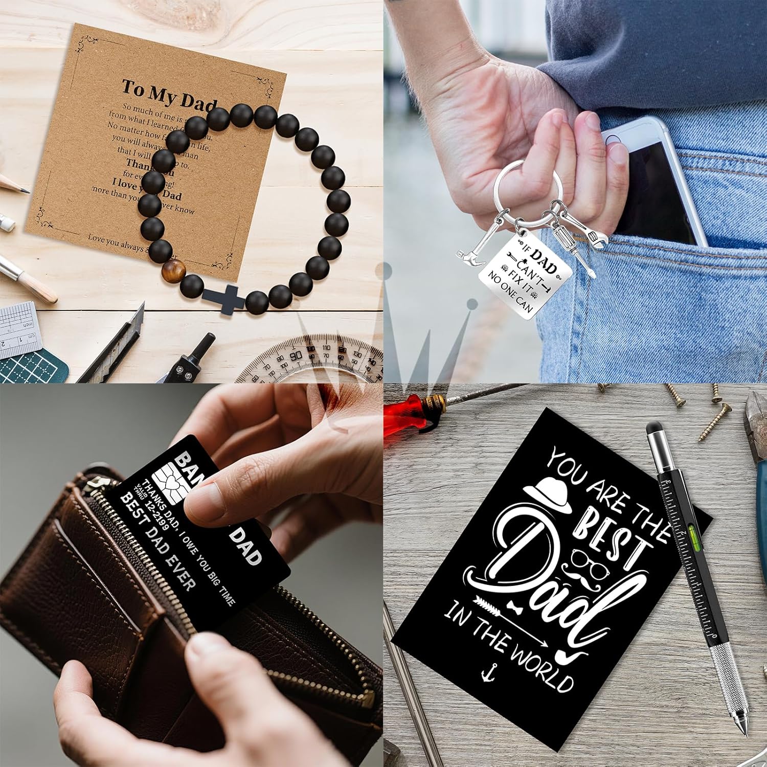 11 Pcs Best Dad Ever Gift, Father's Day Gifts, Dad Gifts for Men with 20 Oz Tumbler Socks Baseball Cap Tape Measure Bracelet Wallet Card Keychain, Fathers Day Birthday Christmas Gift for Dad Husband - Image 6