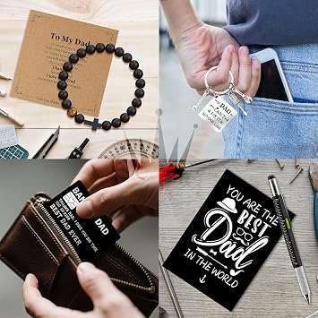 11 Pcs Best Dad Ever Gift, Father's Day Gifts, Dad Gifts for Men with 20 Oz Tumbler Socks Baseball Cap Tape Measure Bracelet Wallet Card Keychain, Fathers Day Birthday Christmas Gift for Dad Husband