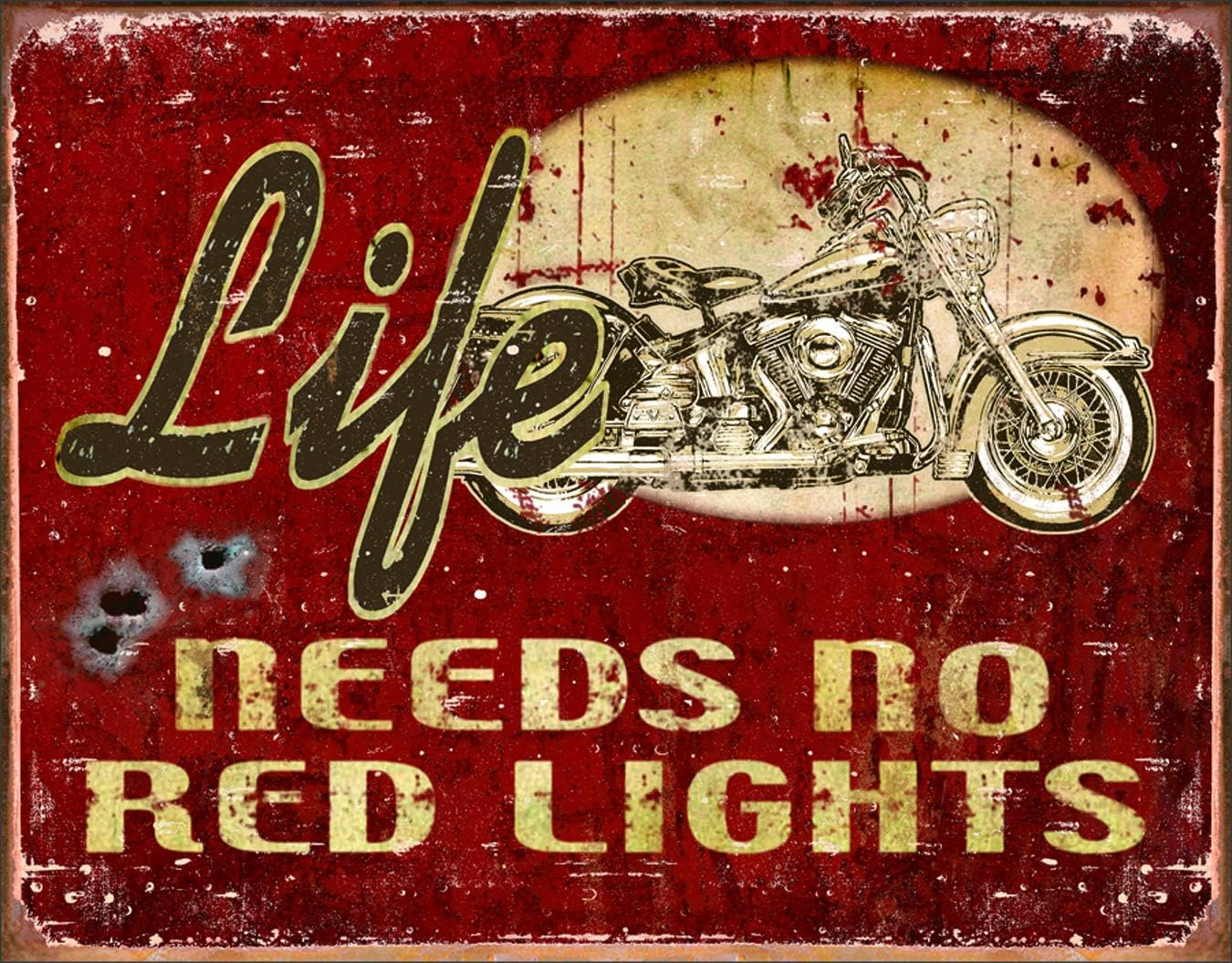 Desperate Enterprises Legends - Life Needs No Red Lights Tin Sign, 16" W x 12.5" H