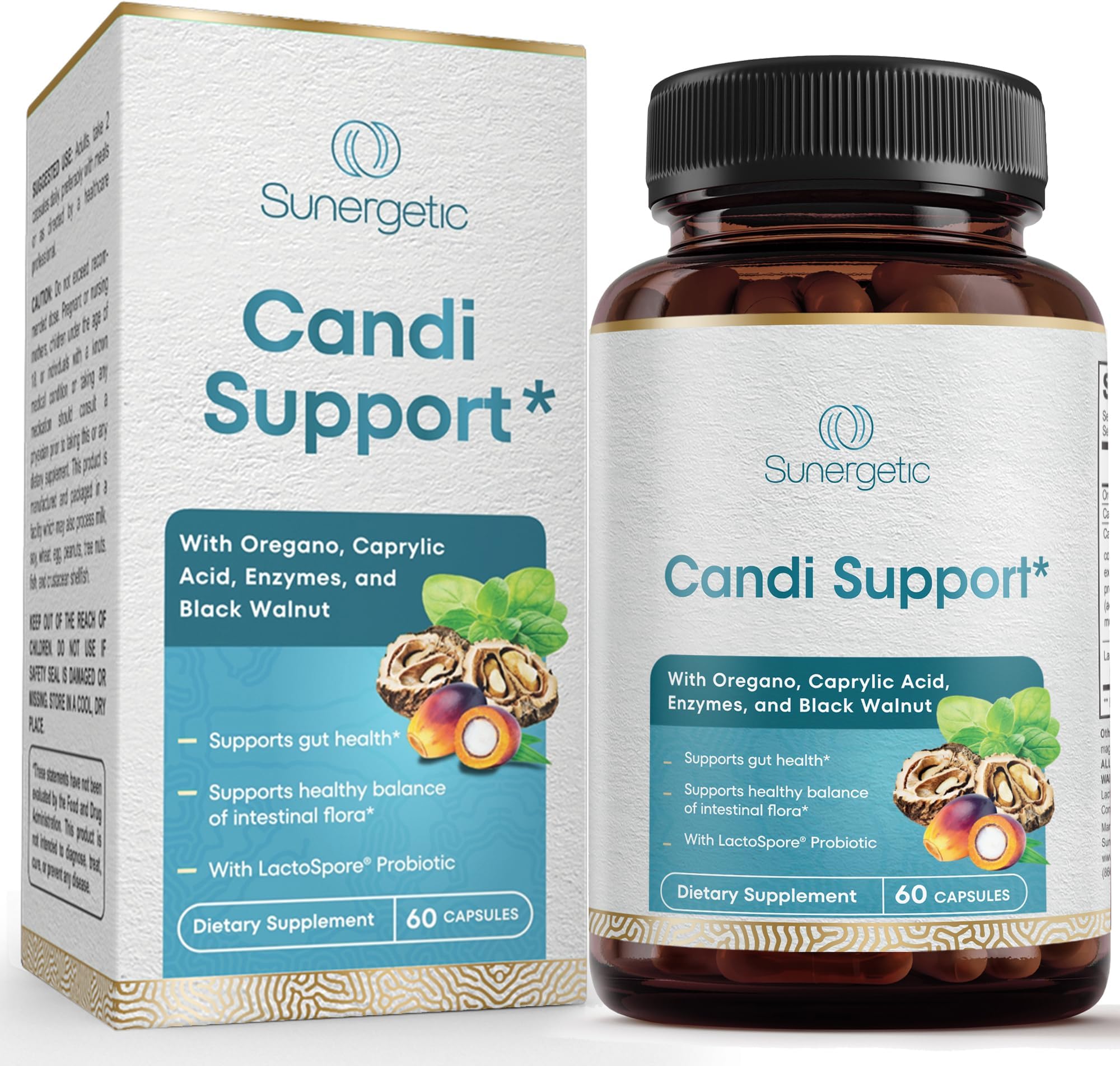 Premium Candida Cleanse Supplement – Candida Support Supplement with Oregano, Caprylic Acid, Black Walnut & Probiotics – Supports Gut Health, Digestion & Intestinal Flora - 60 Candi Support Capsules