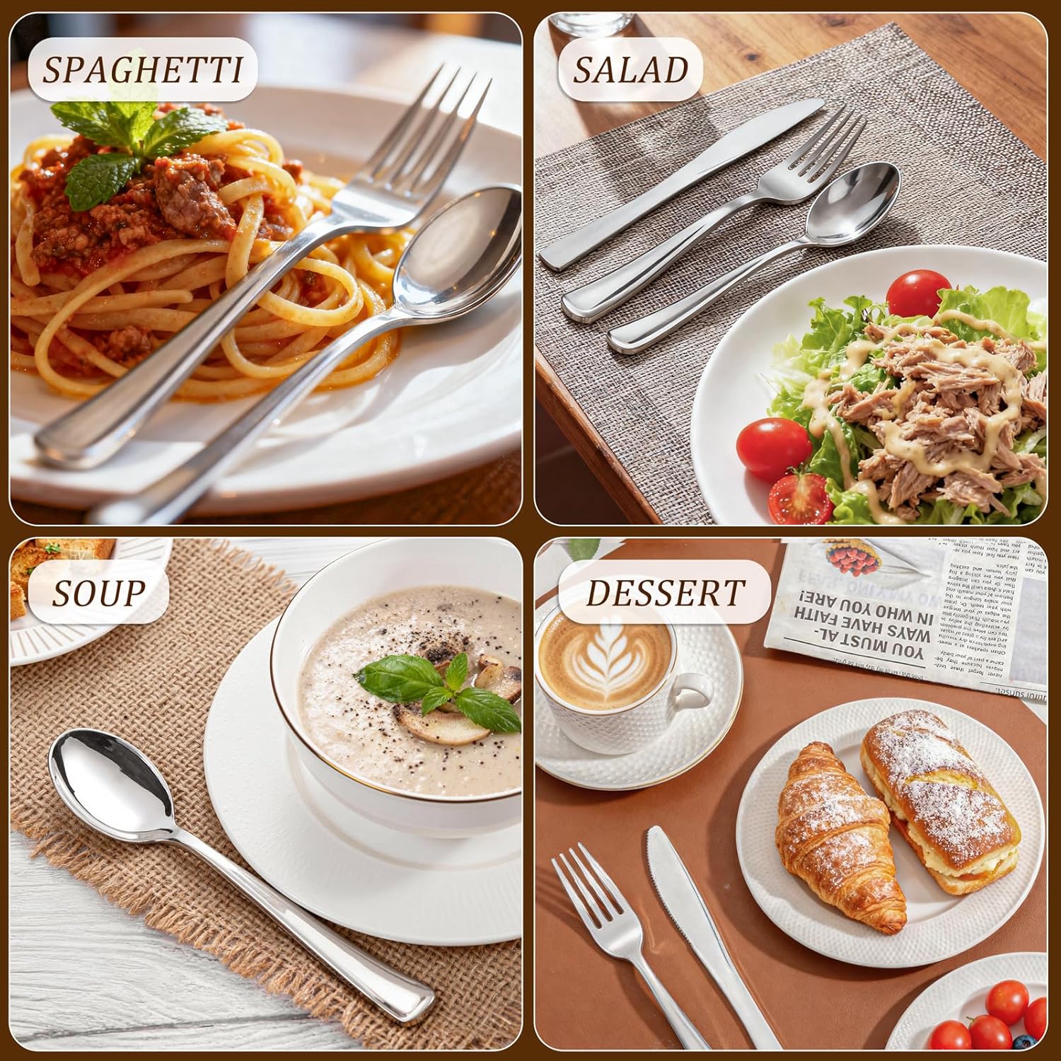 WDF 500PCS Silver Plastic Silverware - Plastic Silver Utensils - 250 Forks 125 Spoons 125 Knives - Heavy Duty Disposable Silverware Sets for Party Baby Shower Wedding Spring - Image 6